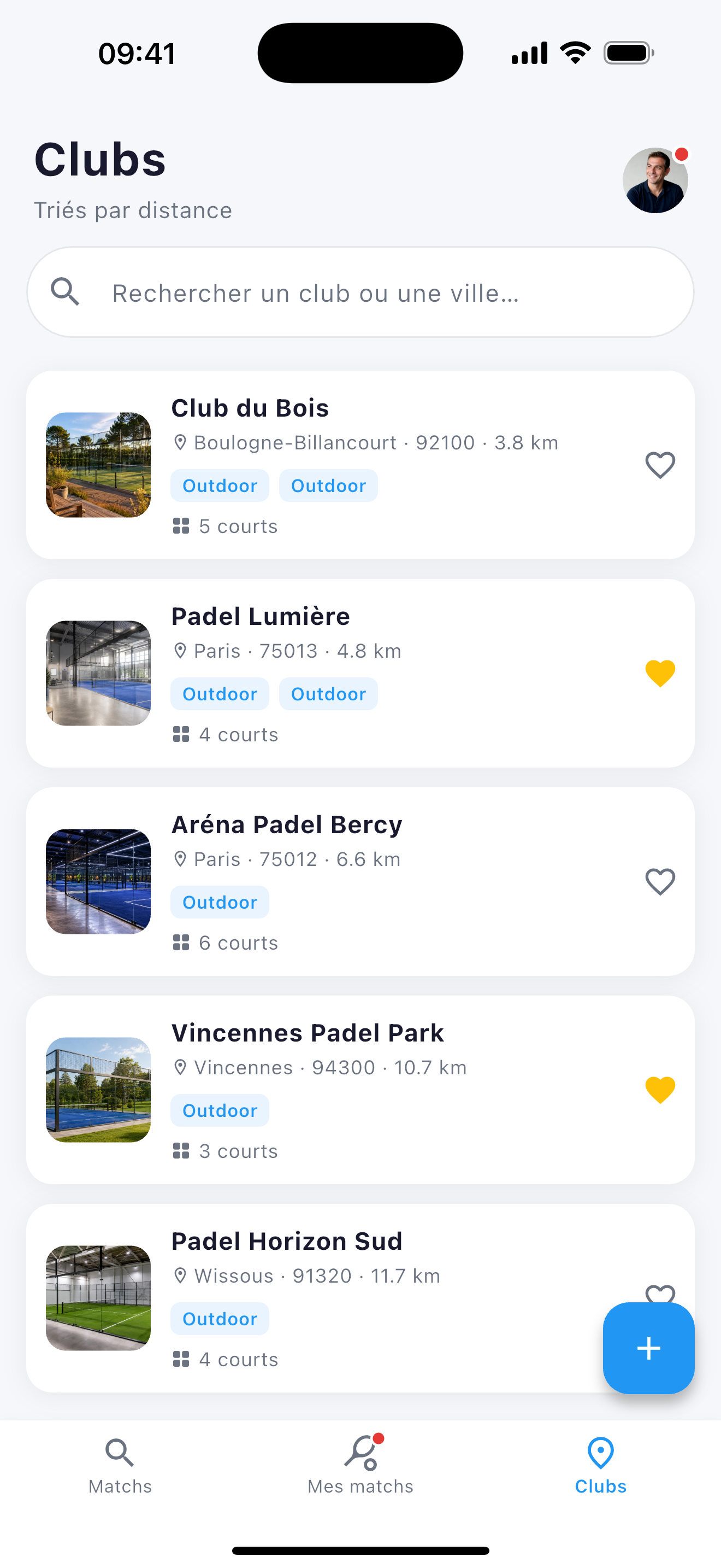 Liste des clubs de padel près de chez toi